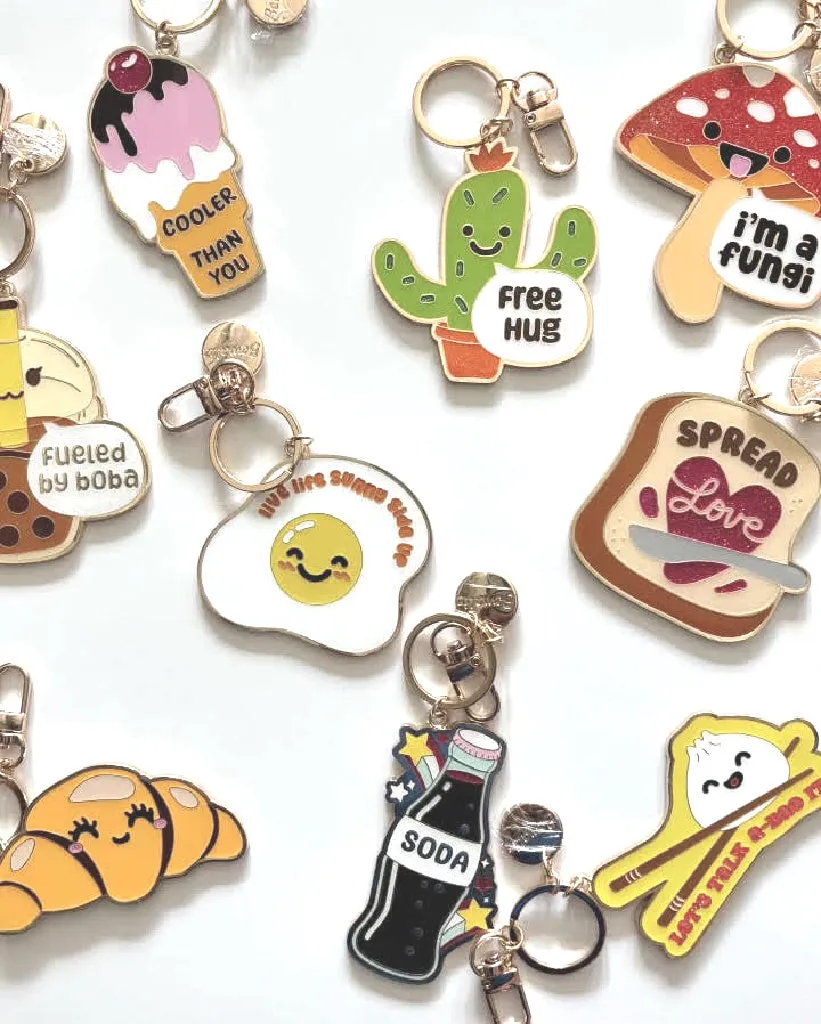 ASSORTED Glitter Metal Keychain / Foodie Bag Charms