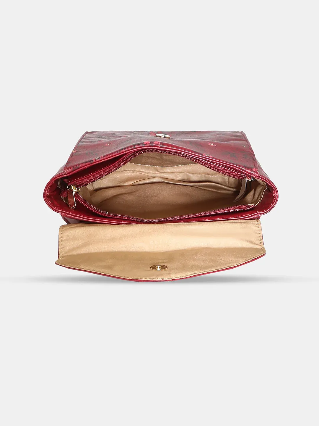 Caprese Snow Backpack Medium Printed Women'S Bag Maroon