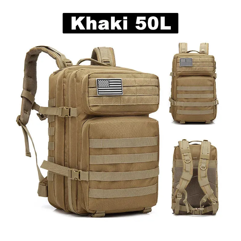 Large Capacity Waterproof Tactical Backpack for Men, 3P Softback, Outdoor Bug Rucksack, Hiking, Camping, Hunting Bags, 50L