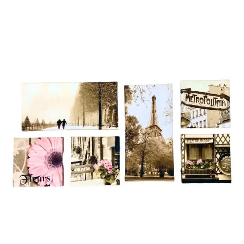 Paris Metropolitan Decor Artwork - 6 Piece Wall Canvas Painting