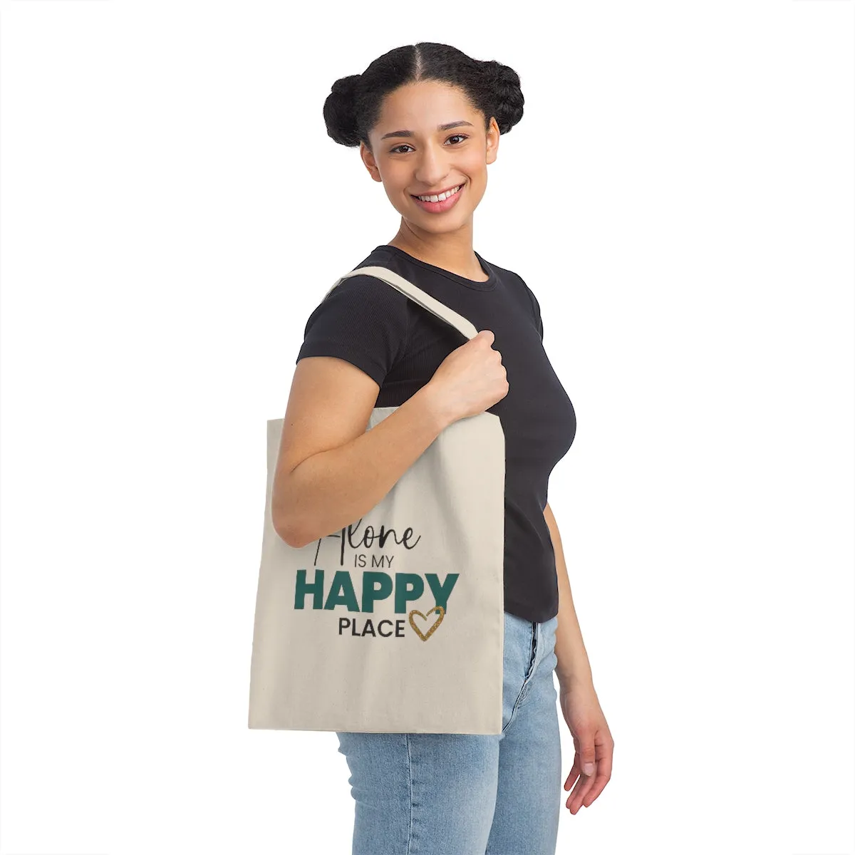"Alone Is My Happy Place" Canvas Tote Bag